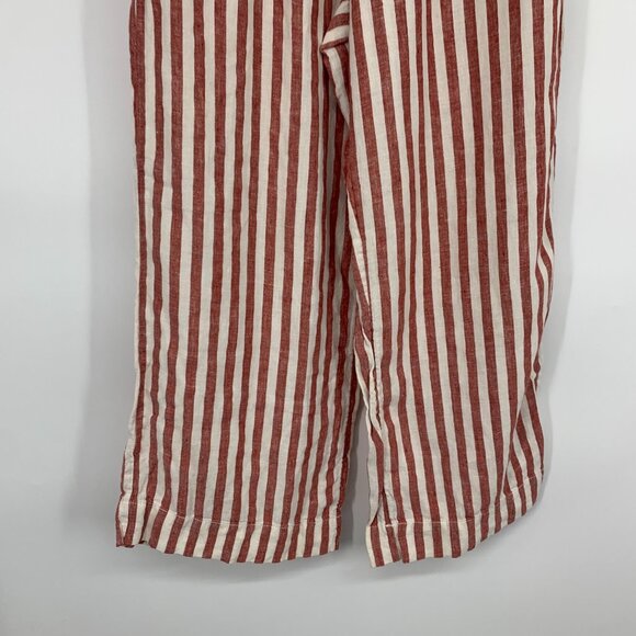 Rachel Zoe Pants 100% Linen Red Stripe Wide Leg Pull On - Picture 5 of 8